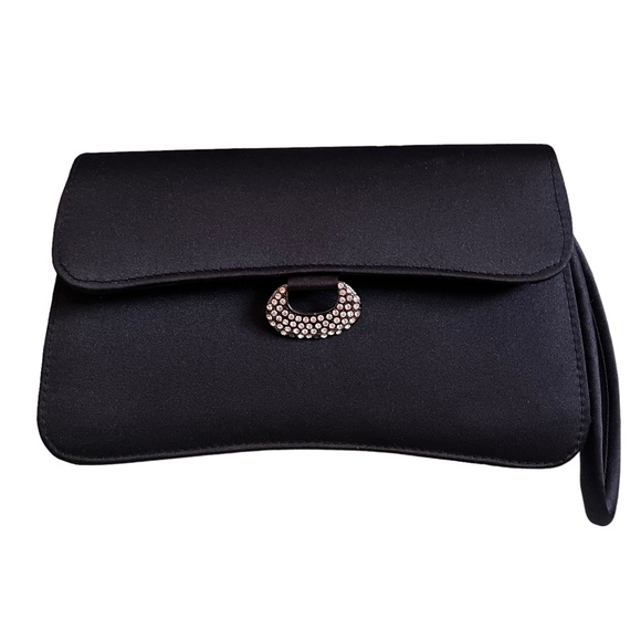 Carlo Felini Black Evening Clutch/ Wristlet - Picture 1 of 10